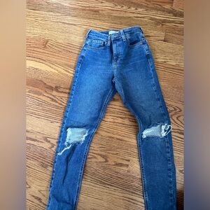 TOPSHOP blue skinny ripped jeans size 25 w